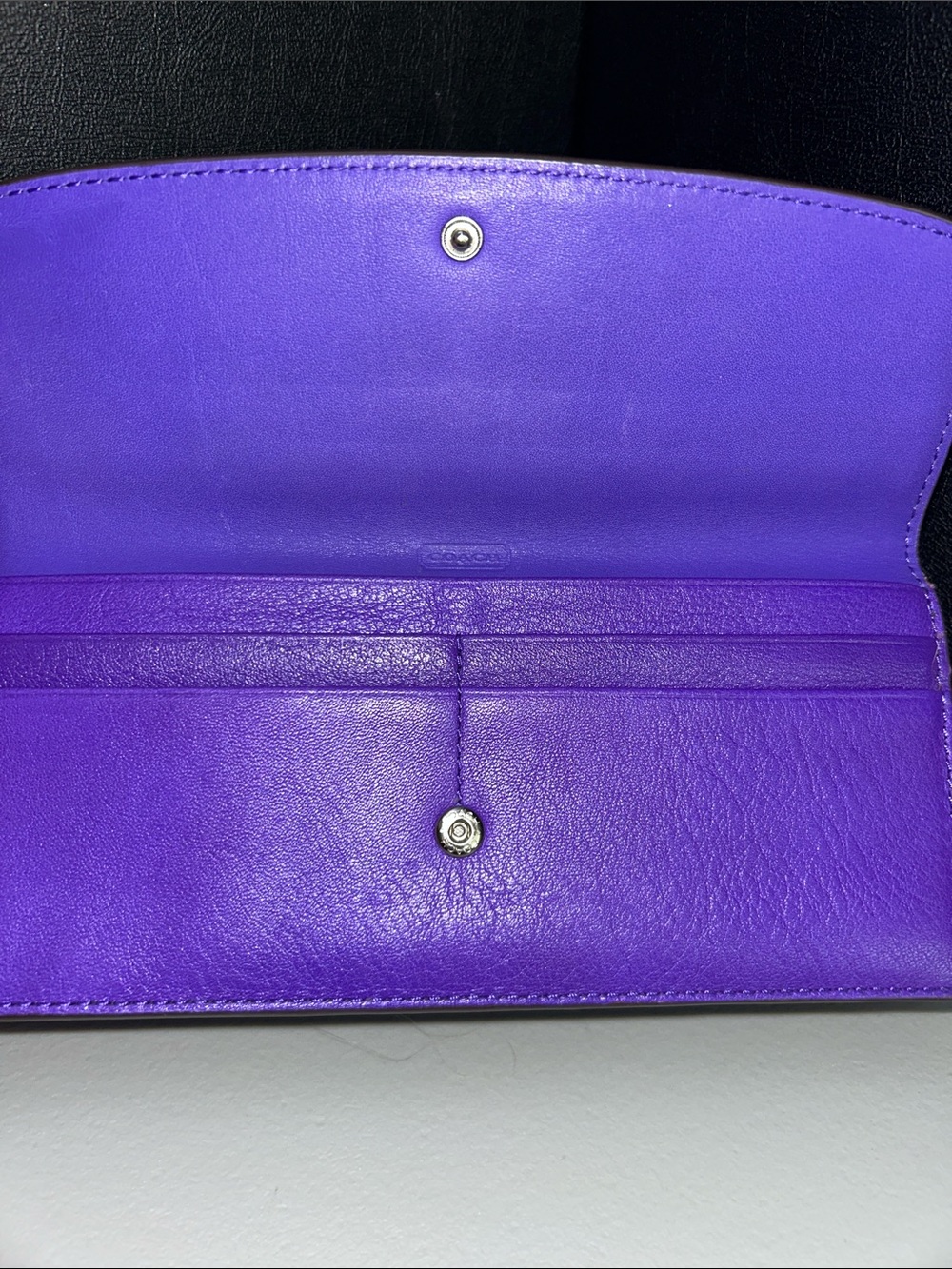 Coach Purple Leather Flap Wallet - Picture 5 of 6